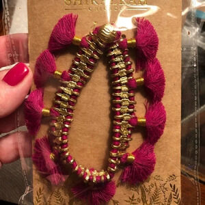 NEW ANTHROPOLOGIE SHIRALEAH Magenta Felicity Bracelet